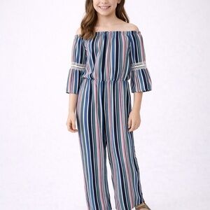 Girls AMY BYER Multicolor Stripe Jumpsuit Size 8